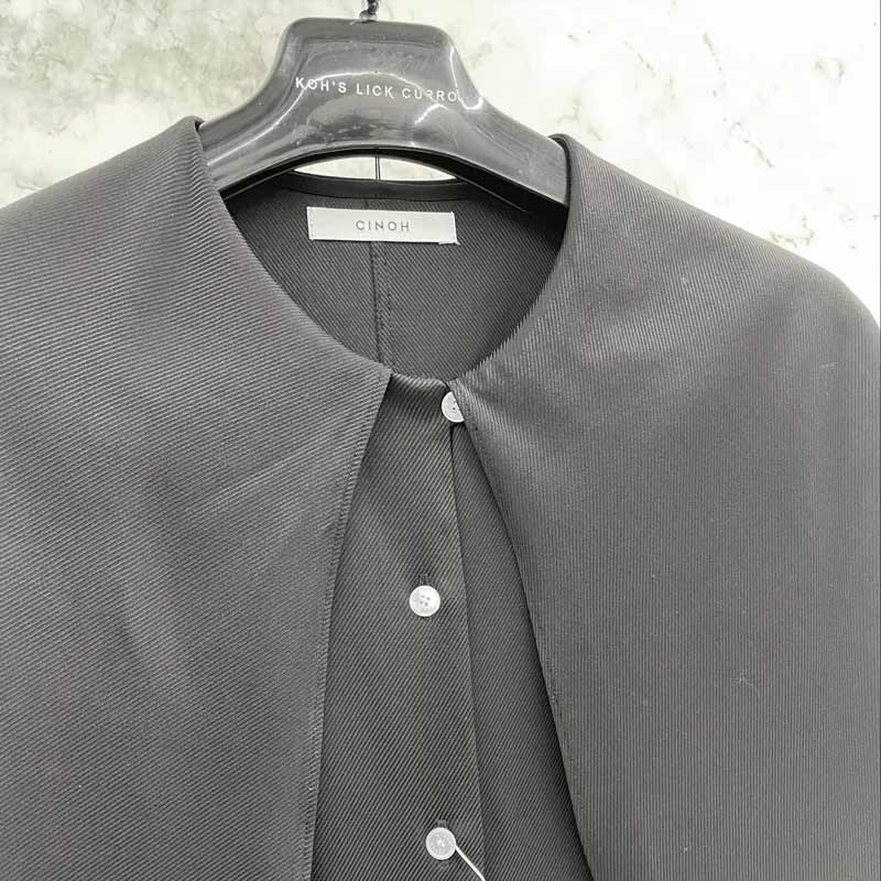 CINOH / CI BIG COLLAR SHIRT | BLACK,WOMEN | KOH'S LICK CURRO